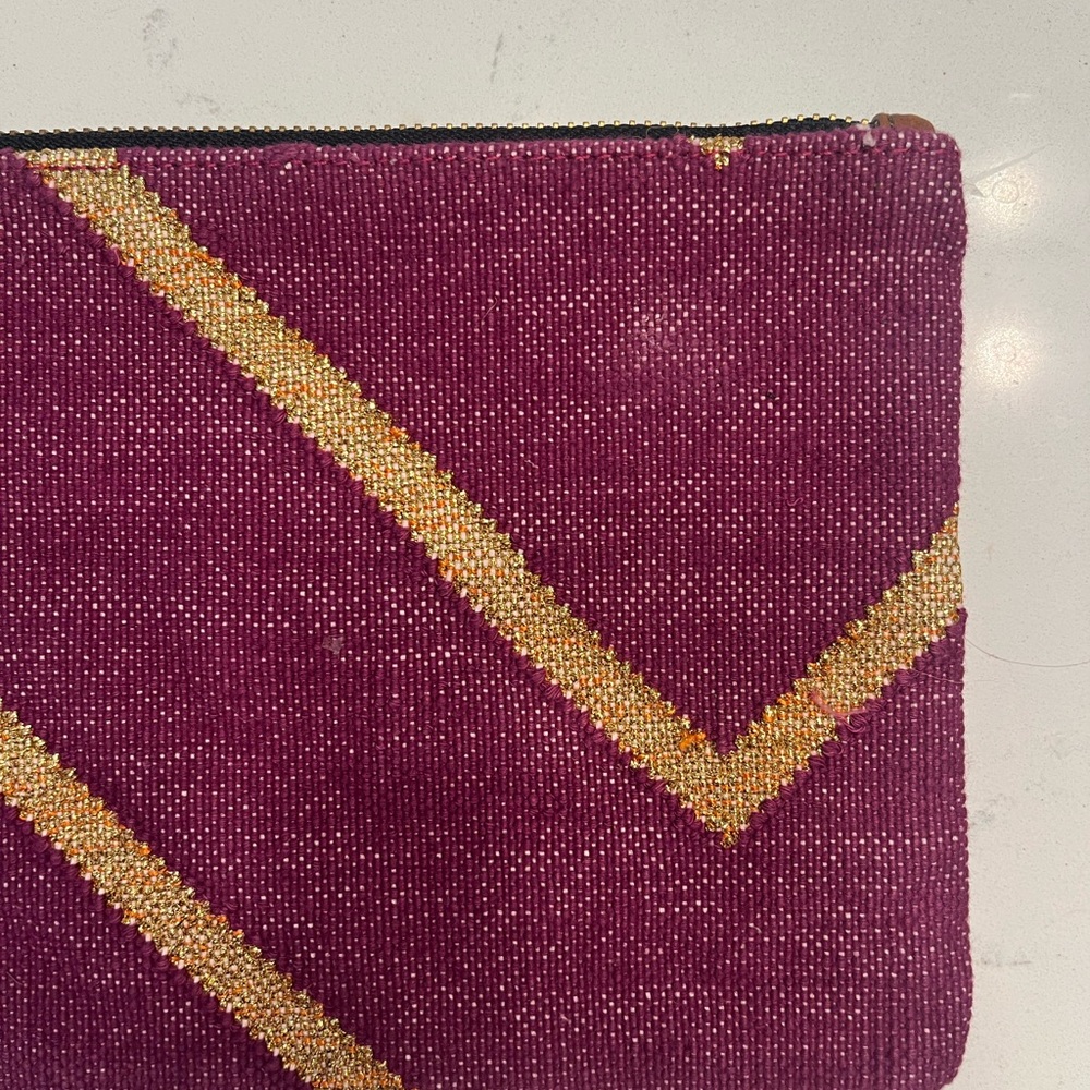 Boho purple and gold clutch or travel pouch - Picture 2 of 9